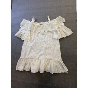Hippie Love Women's One‎ Size White Lace Ruffle Off-Shoulder Bohemian-Style